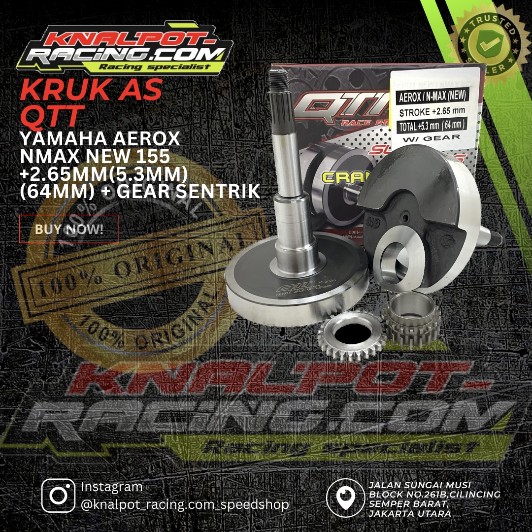 KRUK AS QTT YAMAHA AEROX NMAX NEW 155 +2.65MM(5.3MM) (64MM) + GEAR SENTRIK
